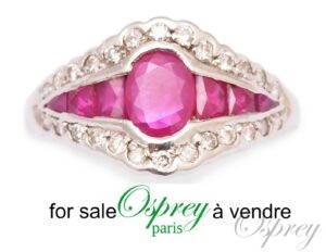 bague or blanc diamants et rubis osprey Paris