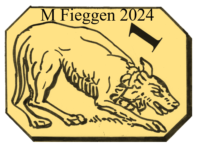 Loup à droite dans un cadre octogonal irrégulier. Chiffre 1 au-dessus de la tête, pour or 1er titre (920/000). Départements, 1819-1838.